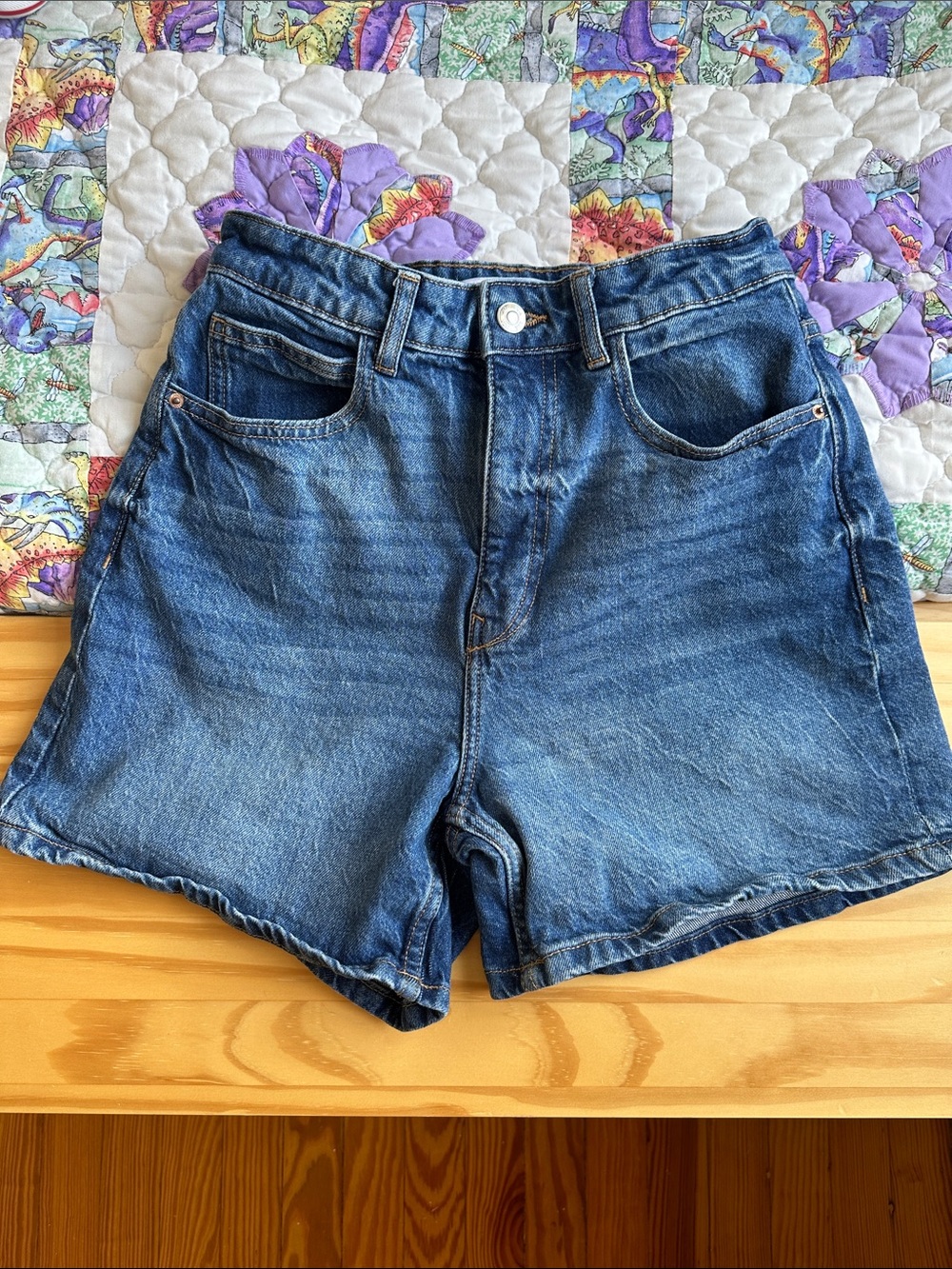 Zara High-Rise Denim Shorts - Blue